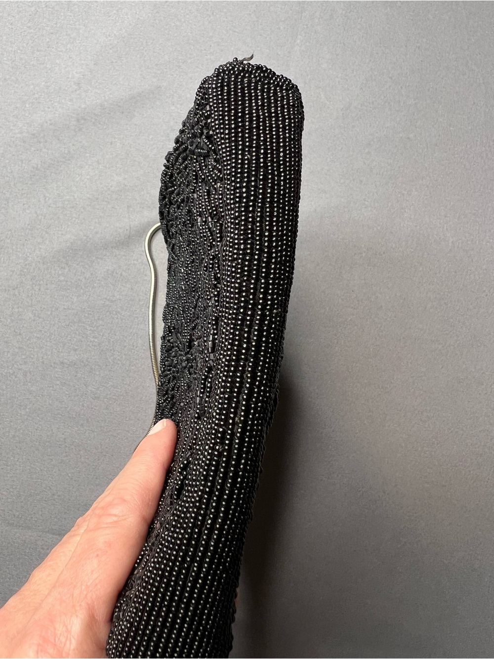 Vintage Black Beaded Evening Bag Gold Frame Wedding Clutch - Picture 6 of 10